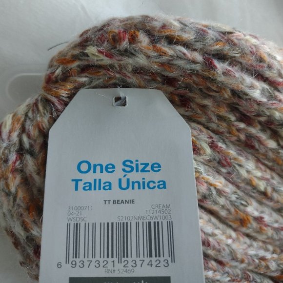 NWT Time & Tru Velour Lined Beanie Cream mixed One Size - Picture 5 of 5